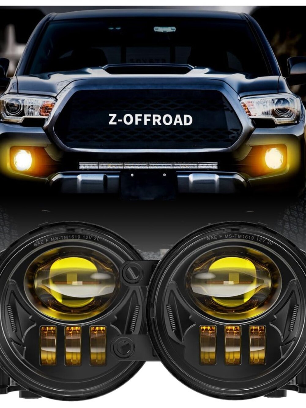 Yellow LED Fog Lights Assembly with Clear Lens for 2016-2022 Tacoma 2009-2013 Ca